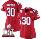 Women's Nike New England Patriots #30 Duron Harmon Elite Red Alternate Super Bowl LI 51 NFL Jersey