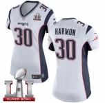 Women's Nike New England Patriots #30 Duron Harmon Elite White Super Bowl LI 51 NFL Jersey