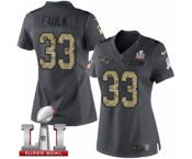 Women's Nike New England Patriots #33 Kevin Faulk Limited Black 2016 Salute to Service Super Bowl LI 51 NFL Jersey