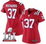 Women's Nike New England Patriots #37 Jordan Richards Elite Red Alternate Super Bowl LI 51 NFL Jersey