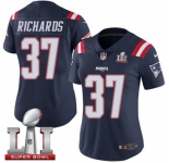 Women's Nike New England Patriots #37 Jordan Richards Limited Navy Blue Rush Super Bowl LI 51 NFL Jersey