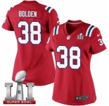 Women's Nike New England Patriots #38 Brandon Bolden Elite Red Alternate Super Bowl LI 51 NFL Jersey