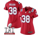 Women's Nike New England Patriots #38 Brandon Bolden Elite Red Alternate Super Bowl LI 51 NFL Jersey