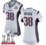 Women's Nike New England Patriots #38 Brandon Bolden Elite White Super Bowl LI 51 NFL Jersey