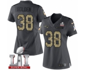 Women's Nike New England Patriots #38 Brandon Bolden Limited Black 2016 Salute to Service Super Bowl LI 51 NFL Jersey
