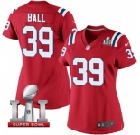 Women's Nike New England Patriots #39 Montee Ball Elite Red Alternate Super Bowl LI 51 NFL Jersey