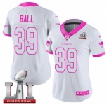 Women's Nike New England Patriots #39 Montee Ball Limited White-Pink Rush Fashion Super Bowl LI 51 NFL Jersey