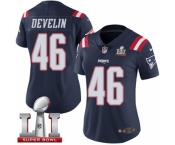 Women's Nike New England Patriots #46 James Develin Limited Navy Blue Rush Super Bowl LI 51 NFL Jersey