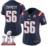 Women's Nike New England Patriots #56 Andre Tippett Limited Navy Blue Rush Super Bowl LI 51 NFL Jersey