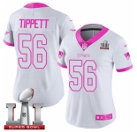 Women's Nike New England Patriots #56 Andre Tippett Limited White-Pink Rush Fashion Super Bowl LI 51 NFL Jersey