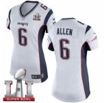 Women's Nike New England Patriots #6 Ryan Allen Elite White Super Bowl LI 51 NFL Jersey