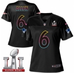 Women's Nike New England Patriots #6 Ryan Allen Game Black Fashion Super Bowl LI 51 NFL Jersey