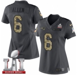 Women's Nike New England Patriots #6 Ryan Allen Limited Black 2016 Salute to Service Super Bowl LI 51 NFL Jersey