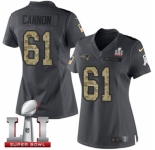 Women's Nike New England Patriots #61 Marcus Cannon Limited Black 2016 Salute to Service Super Bowl LI 51 NFL Jersey