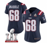 Women's Nike New England Patriots #68 LaAdrian Waddle Limited Navy Blue Rush Super Bowl LI 51 NFL Jersey