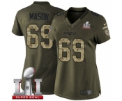 Women's Nike New England Patriots #69 Shaq Mason Limited Green Salute to Service Super Bowl LI 51 NFL Jersey