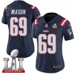 Women's Nike New England Patriots #69 Shaq Mason Limited Navy Blue Rush Super Bowl LI 51 NFL Jersey