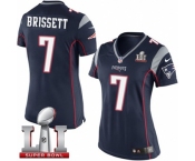 Women's Nike New England Patriots #7 Jacoby Brissett Elite Navy Blue Team Color Super Bowl LI 51 NFL Jersey