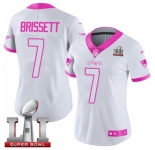 Women's Nike New England Patriots #7 Jacoby Brissett Limited White-Pink Rush Fashion Super Bowl LI 51 NFL Jersey