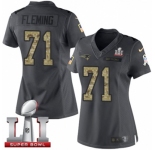 Women's Nike New England Patriots #71 Cameron Fleming Limited Black 2016 Salute to Service Super Bowl LI 51 NFL Jersey