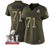 Women's Nike New England Patriots #71 Cameron Fleming Limited Green Salute to Service Super Bowl LI 51 NFL Jersey