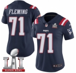 Women's Nike New England Patriots #71 Cameron Fleming Limited Navy Blue Rush Super Bowl LI 51 NFL Jersey