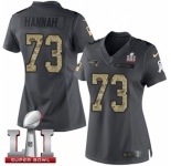 Women's Nike New England Patriots #73 John Hannah Limited Black 2016 Salute to Service Super Bowl LI 51 NFL Jersey