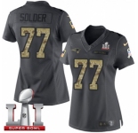 Women's Nike New England Patriots #77 Nate Solder Limited Black 2016 Salute to Service Super Bowl LI 51 NFL Jersey