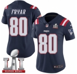 Women's Nike New England Patriots #80 Irving Fryar Limited Navy Blue Rush Super Bowl LI 51 NFL Jersey