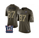 Women's Nike New England Patriots #87 Rob Gronkowski Limited Green Salute to Service Super Bowl LI Champions NFL Jersey