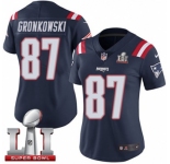 Women's Nike New England Patriots #87 Rob Gronkowski Limited Navy Blue Rush Super Bowl LI 51 NFL Jersey