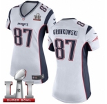 Women's Nike New England Patriots #87 Rob Gronkowski Limited White Super Bowl LI 51 NFL Jersey