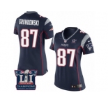 Women's Nike New England Patriots #87 Rob Gronkowski Navy Blue Team Color Super Bowl LI Champions NFL Jersey