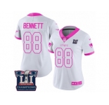 Women's Nike New England Patriots #88 Martellus Bennett Limited White Pink Rush Fashion Super Bowl LI Champions NFL Jersey