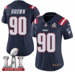Women's Nike New England Patriots #90 Malcom Brown Limited Navy Blue Rush Super Bowl LI 51 NFL Jersey