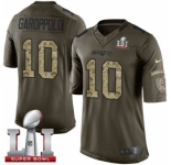 Youth Nike New England Patriots #10 Jimmy Garoppolo Limited Green Salute to Service Super Bowl LI 51 NFL Jersey