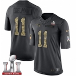 Youth Nike New England Patriots #11 Julian Edelman Limited Black 2016 Salute to Service Super Bowl LI 51 NFL Jersey