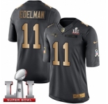 Youth Nike New England Patriots #11 Julian Edelman Limited Black-Gold Salute to Service Super Bowl LI 51 NFL Jersey
