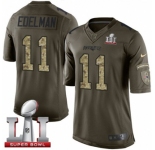 Youth Nike New England Patriots #11 Julian Edelman Limited Green Salute to Service Super Bowl LI 51 NFL Jersey