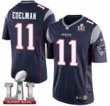 Youth Nike New England Patriots #11 Julian Edelman Limited Navy Blue Team Color Super Bowl LI 51 NFL Jersey