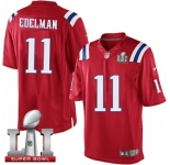 Youth Nike New England Patriots #11 Julian Edelman Limited Red Alternate Super Bowl LI 51 NFL Jersey