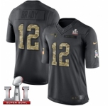 Youth Nike New England Patriots #12 Tom Brady Limited Black 2016 Salute to Service Super Bowl LI 51 NFL Jersey