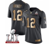 Youth Nike New England Patriots #12 Tom Brady Limited Black-Gold Salute to Service Super Bowl LI 51 NFL Jersey