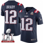 Youth Nike New England Patriots #12 Tom Brady Limited Navy Blue Rush Super Bowl LI 51 NFL Jersey