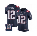 Youth Nike New England Patriots #12 Tom Brady Limited Navy Blue Rush Super Bowl LI Champions NFL Jersey