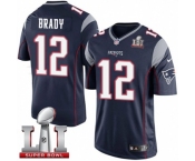 Youth Nike New England Patriots #12 Tom Brady Limited Navy Blue Team Color Super Bowl LI 51 NFL Jersey