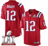 Youth Nike New England Patriots #12 Tom Brady Limited Red Alternate Super Bowl LI 51 NFL Jersey