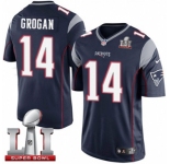 Youth Nike New England Patriots #14 Steve Grogan Elite Navy Blue Team Color Super Bowl LI 51 NFL Jersey
