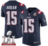 Youth Nike New England Patriots #15 Chris Hogan Limited Navy Blue Rush Super Bowl LI 51 NFL Jersey