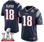 Youth Nike New England Patriots #18 Matthew Slater Elite Navy Blue Team Color Super Bowl LI 51 NFL Jersey